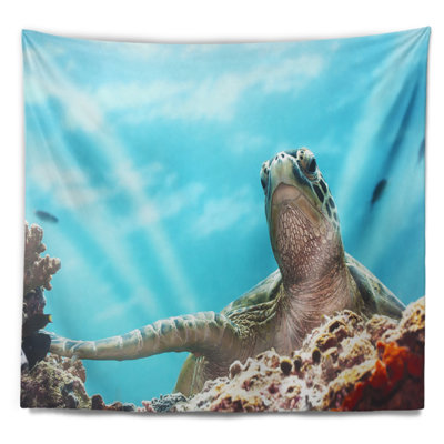 Tapisserie de vue en mer vert tortue