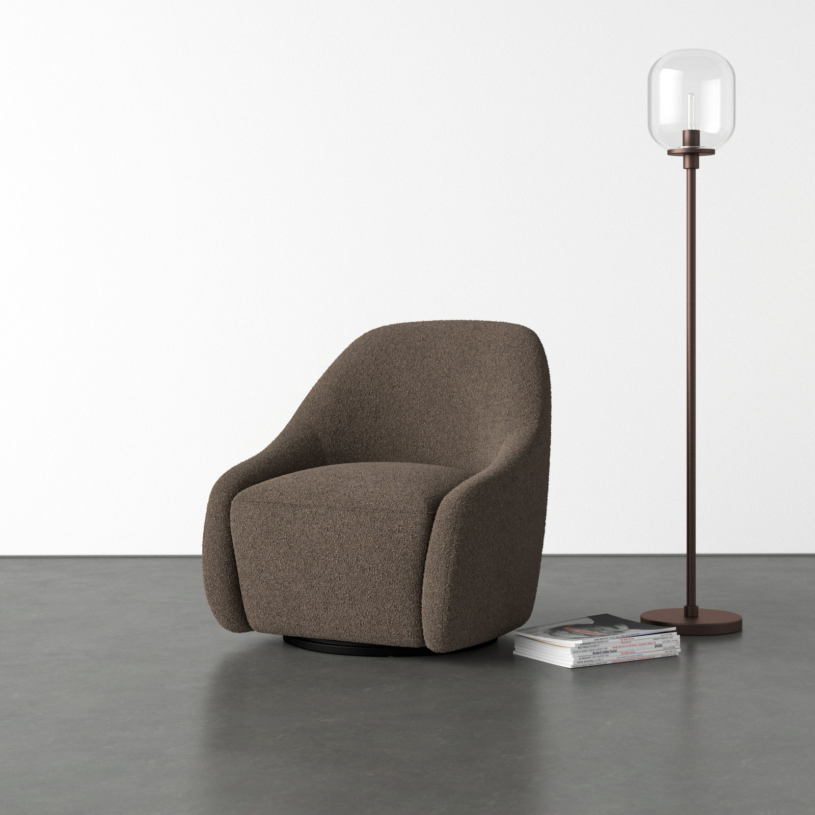 Fiera Pine Swivel Barrel Chair, Brown