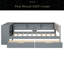 Lit plateforme en bois avec tablettes de rangement, tiroirs, station de charge et tête de lit tapissier-654673233