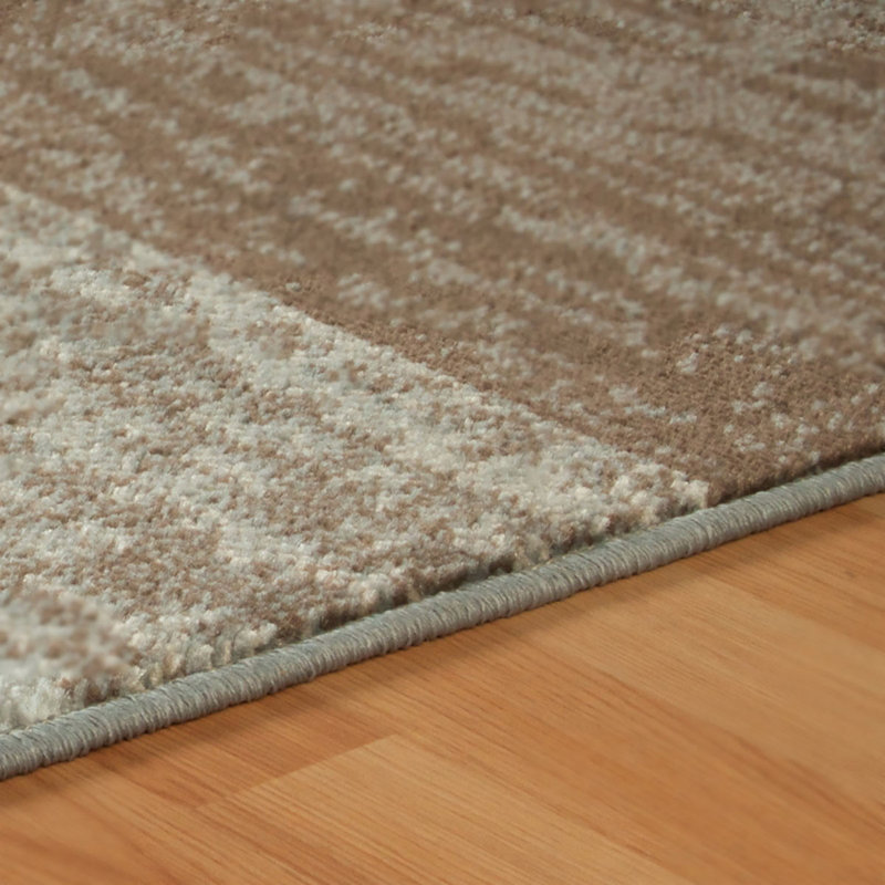 Light Blue And Ivory Patchwork Power Loom Stain Resistant Rug