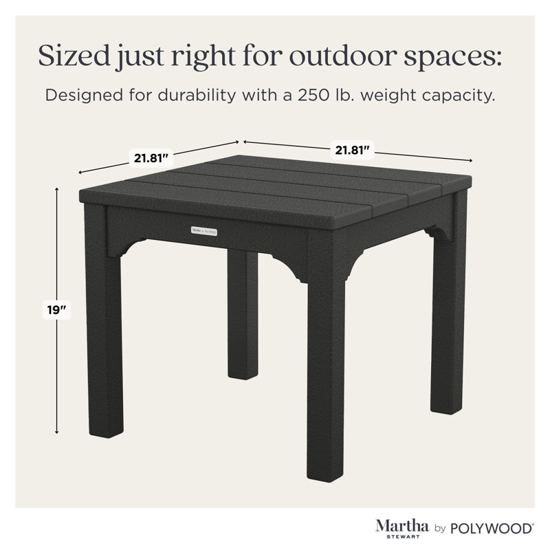 Chinoiserie Square Plastic Outdoor Side Table, Black