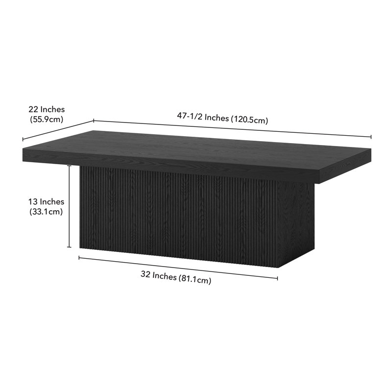 Karyme 48" Wide Rectangular Coffee Table, Black Grain