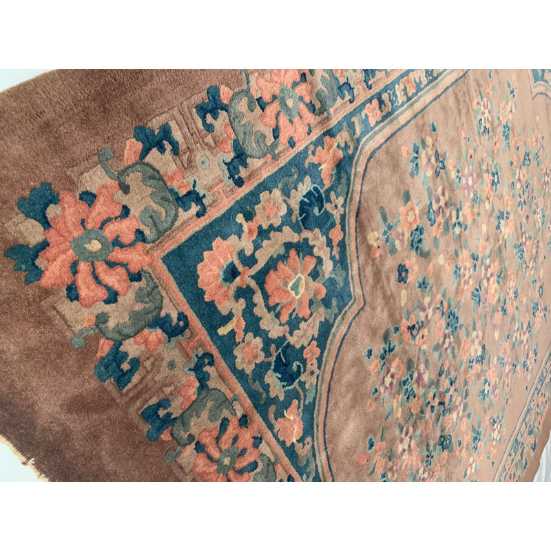 Hand Woven Cotton and Wool Floral Area Rug