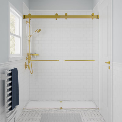  Porte de douche coulissante en verre trempé transparent sans cadre de 56 à 60 po x 76 po Verona Air