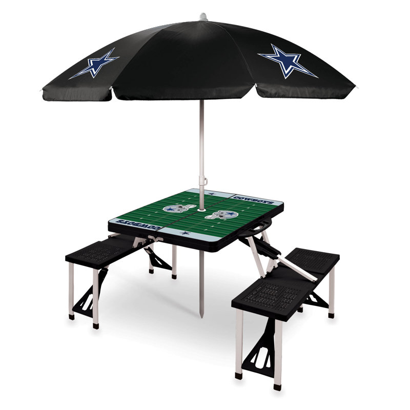 NFL Patio Dining Set with Rectangular Table, Dallas Cowboys, Black