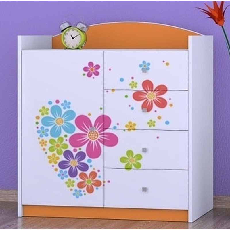 Niemi Kids 4 - Drawer Combo Dresser, Orange