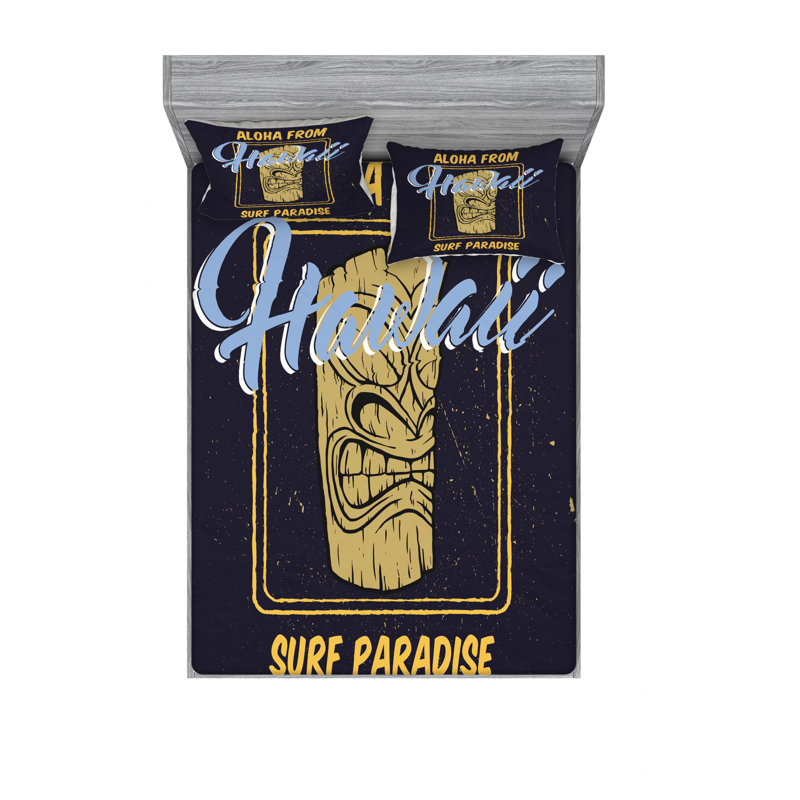 Ensemble de draps Aloha From Hawaii Surf, Ensemble de draps pour lit double avec un drap-hou