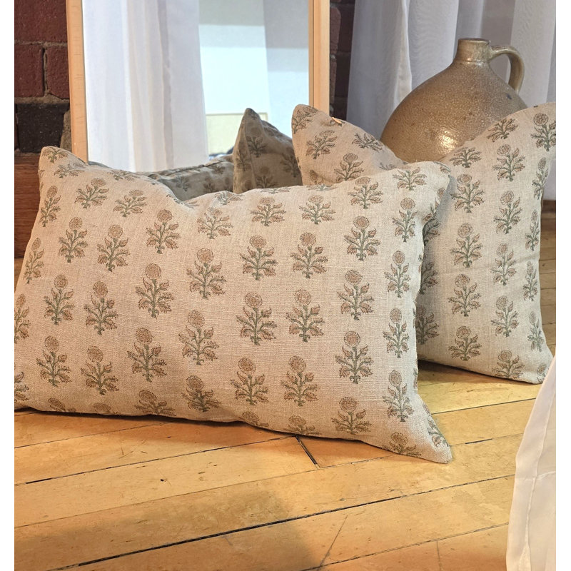 Housse de coussin lombaire, Fleurs de souci beige