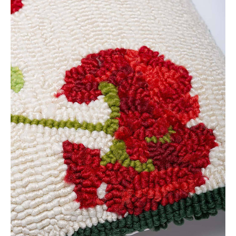 Square Embroidered Geranium Polypropylene Indoor/Outdoor Pillow