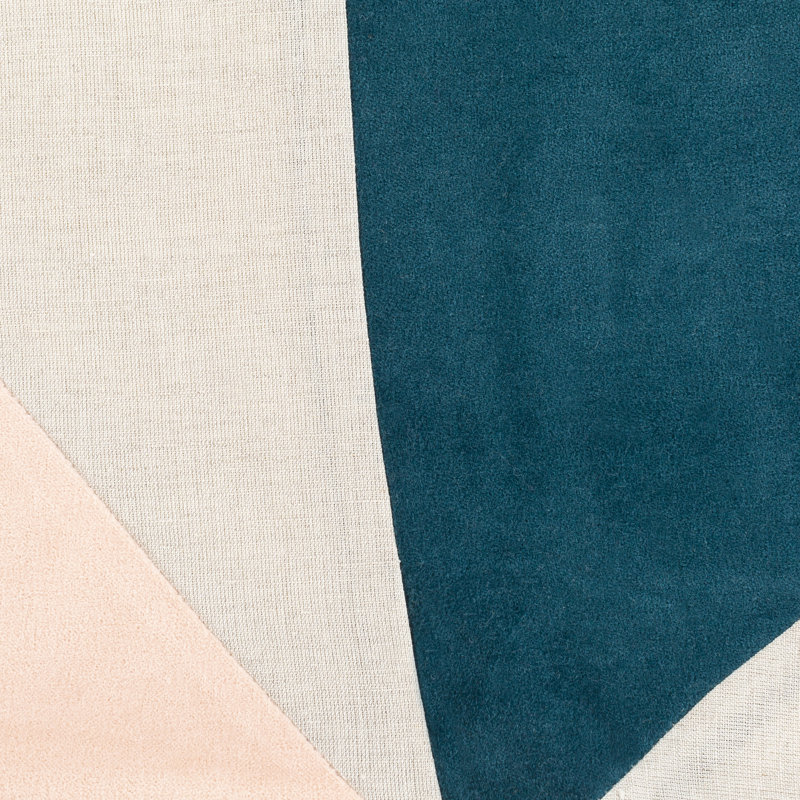 Kat Patchwork Throw Pillow, Teal/Peach, Polyester/Polyfill