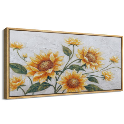 Yellow Sunflower Floral Botanical Nature Wall Decor for Living Room Bedroom Extra Large Pictures Framed Canvas Print Wall Art