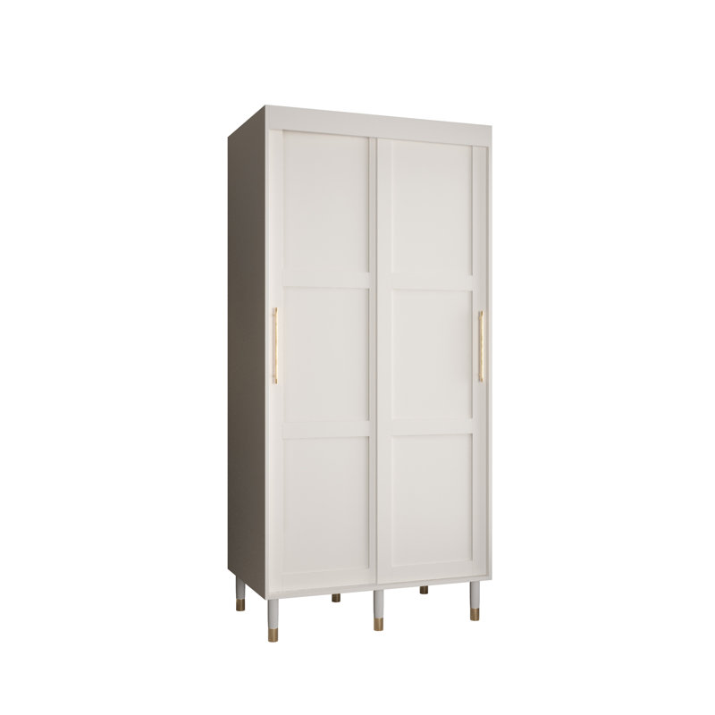 Annilyn 2 Door Manufactured Wood Wardrobe, 208cm H x 100cm W x 62cm D, White Matt