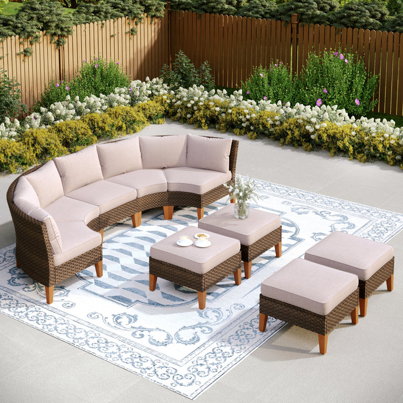 Ensemble de conversation modulaire avec coussins Argyri, Beige