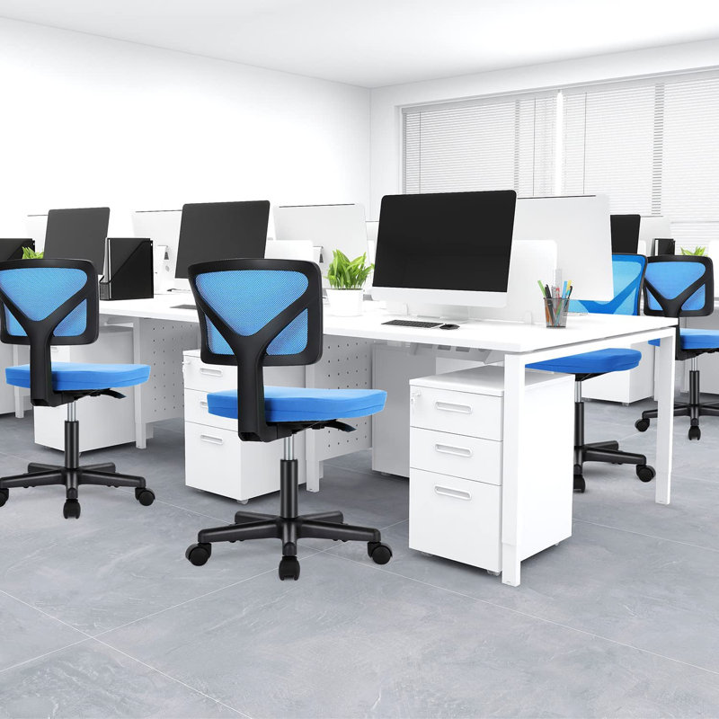 Chaise de bureau en filet Ovidia, Bleu