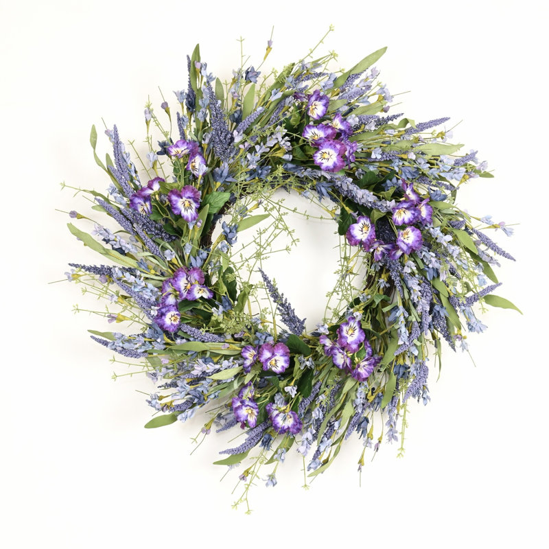 Couronne de porte 22 po, Vert/mauve