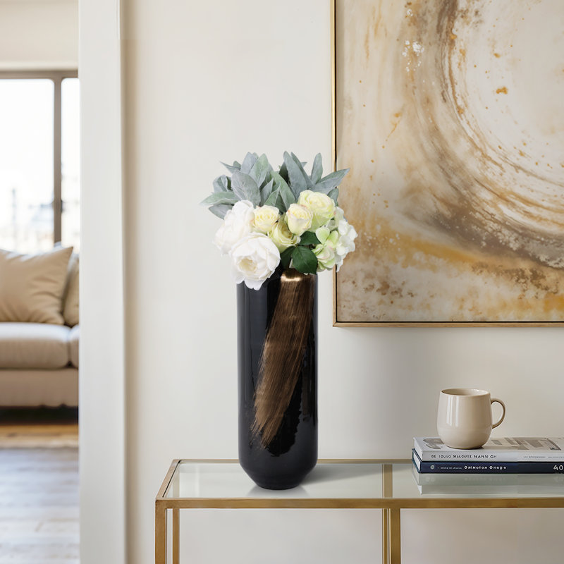 Contemporary Star Dust Swoosh Glass Vase, 20" H x 7" W x 7" D
