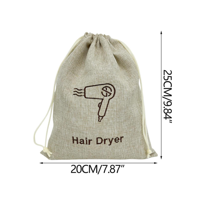 Sac à dos en jute écologique avec sac à cordon anti-poussière pour rangement pour cheveux, A