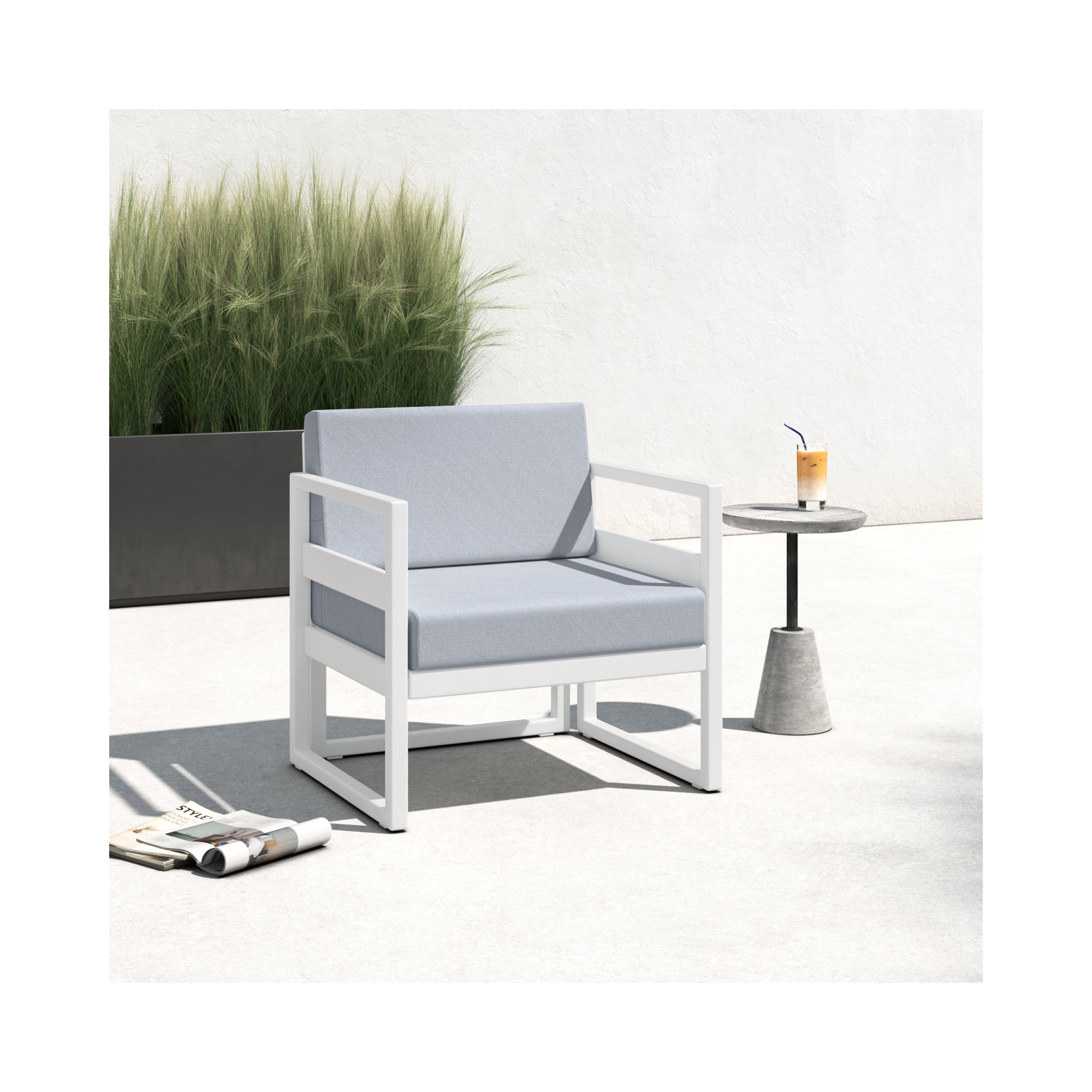 Lane Outdoor Lounge Chair, Canvas Granite Sunbrella® Canvas, White