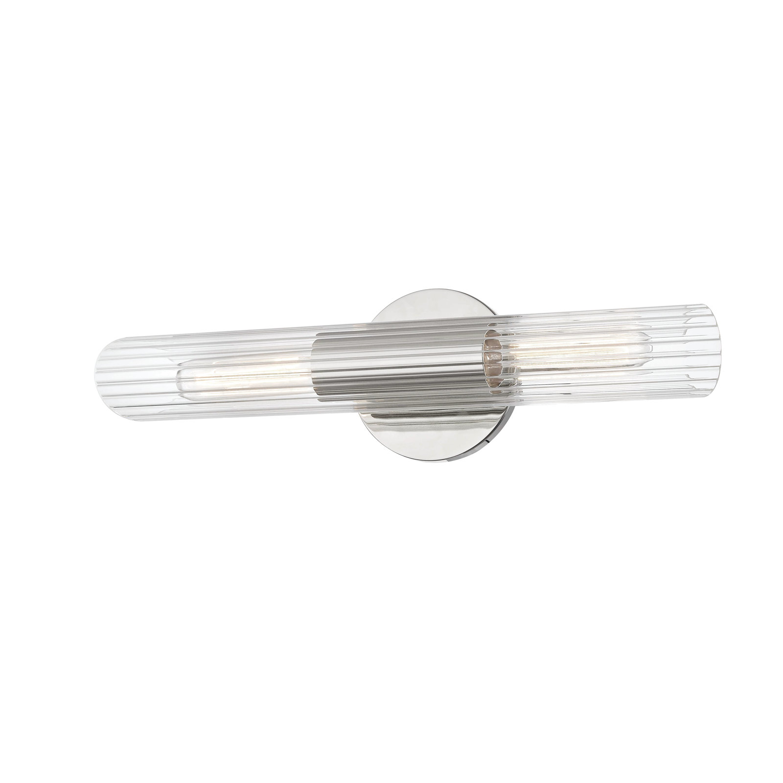 Anston 2 Light Glass Steel Dimmable Armed Sconce, Polished Nickel