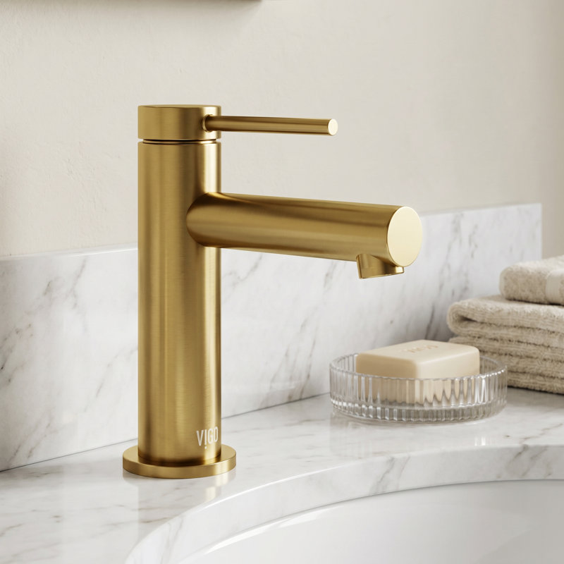 Jewel 6 in. H Single-Hole Single Handle Bathroom Faucet, Matte Brushed Gold