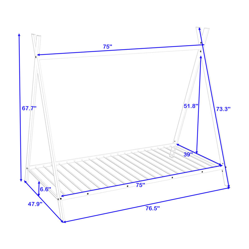 Lit plateforme simple en métal Hogsett, Rose