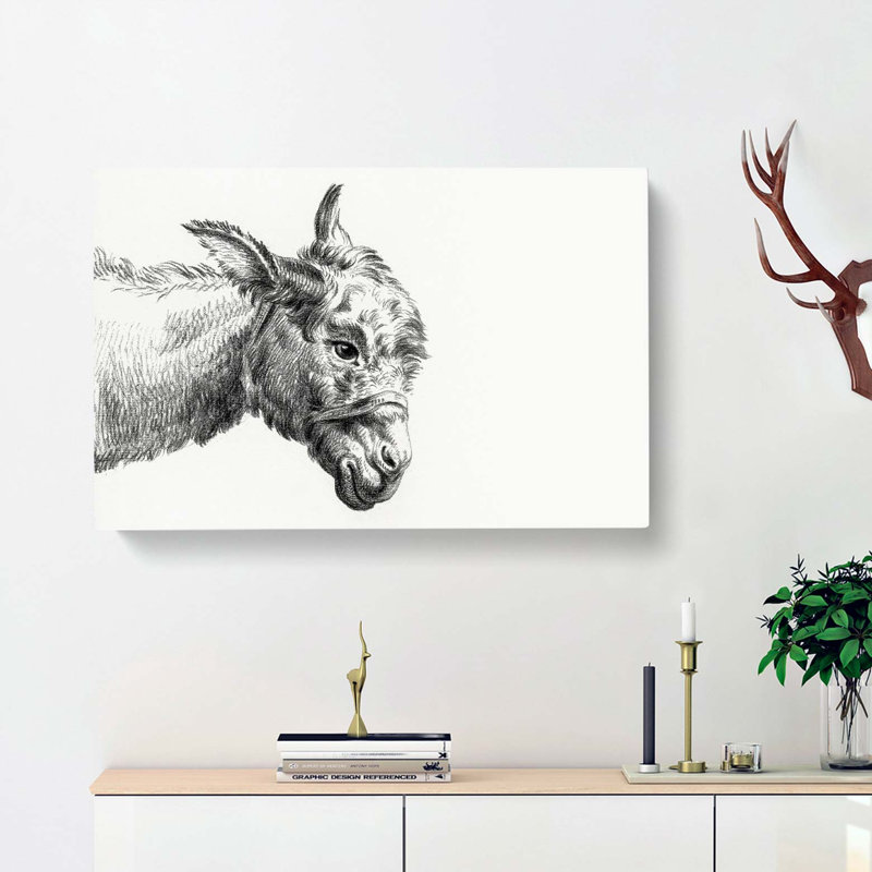 A Head of a Donkey by Jean Bernard - Wrapped Canvas, 40cm H x 60cm W x 3cm D