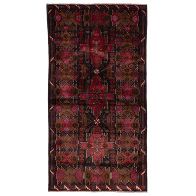 Teimani Black, Red Rug 3'7" x 6'8"