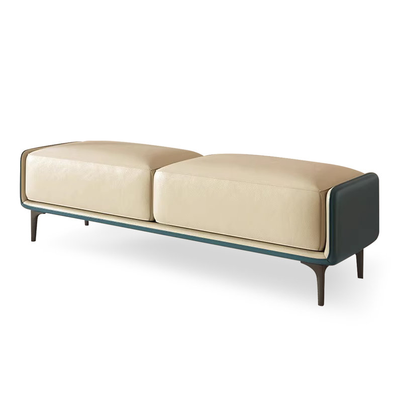 Banc rembourré, Bleu / beige