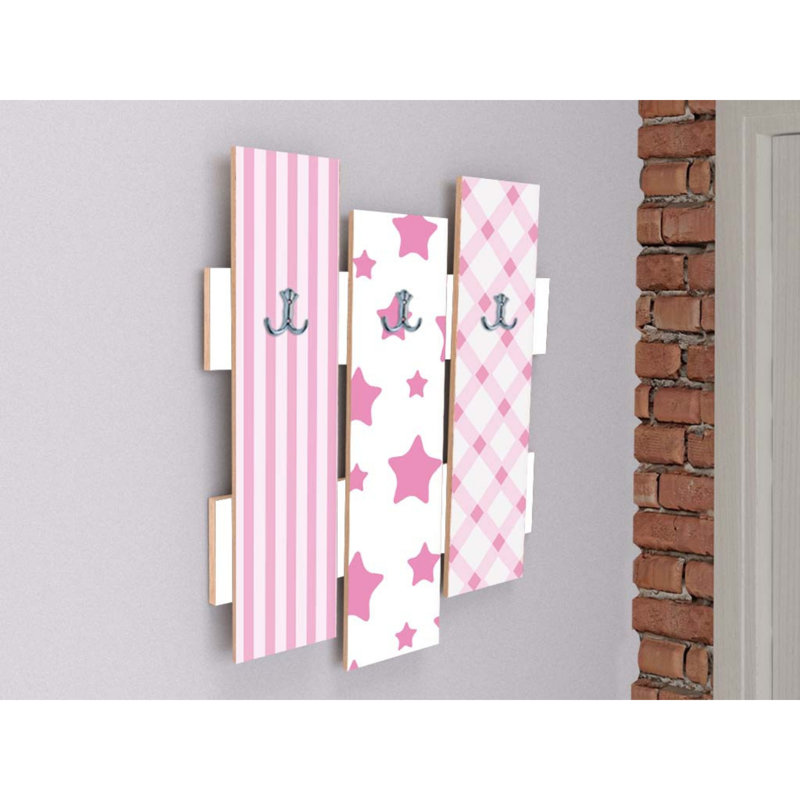 Portemanteaux mural blanc / rose Arline
