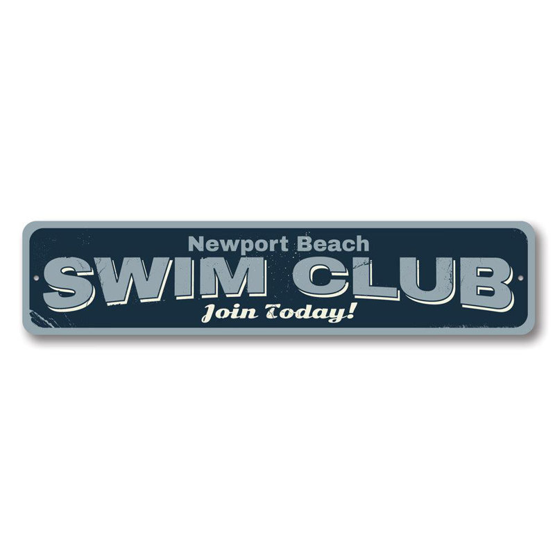 Enseigne en aluminium Swim Club, H 6 po x l 24 po x P 0,06 po