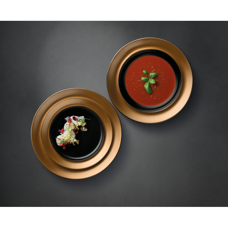Assiette en porcelaine ronde 3 pièces BergHOFF GEM, Noir / or