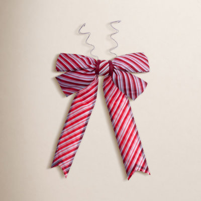 Vickerman 36" x 45" Red-White Nylon Outdoor Christmas Bow with UV Treated Material and Wire to Hang.