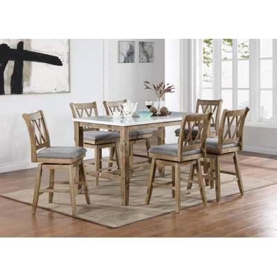 Defant 7Pc Marble Counter Height Set