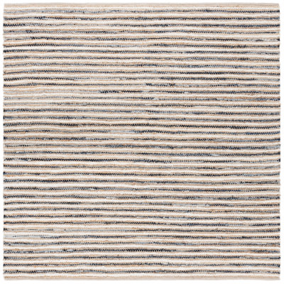 Abishanth Woven Jute/Canvas/Cotton Performance Striped Rug in Natural/Navy