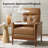 Outen Mid-Century Modern Genuine Leather Armchair with Solid Wood Armrests-2058321980