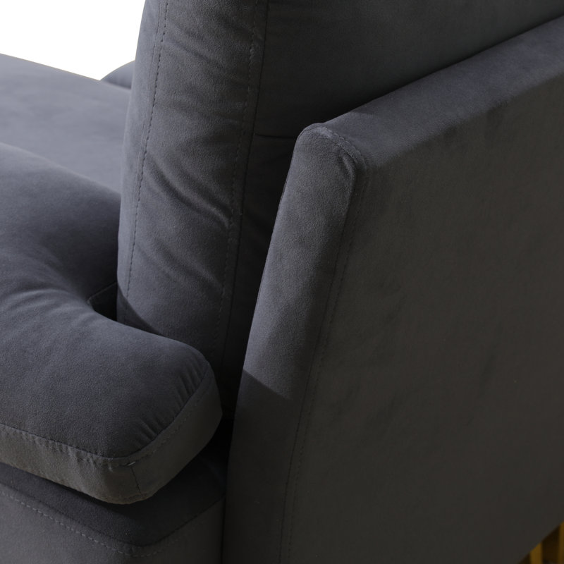 Canapé modulaire rembourré 3 pièces Seare, Velours gris foncé