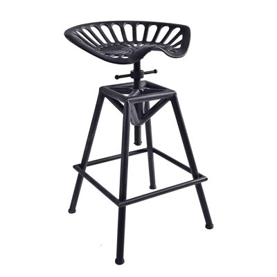 Rustic Metal Tractor Seat Bar Stool 27.5-33.4Inch Counter Bar Height Adjustable Industrial  Dinning Chair Vintage Home Guest Stool Swivel Saddle Seat