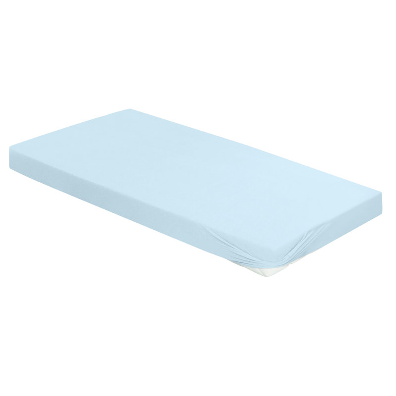 Jupiter 100% Cotton Jersey Knit Fitted Sheet, Light Blue, 100-120 x 200-220cm