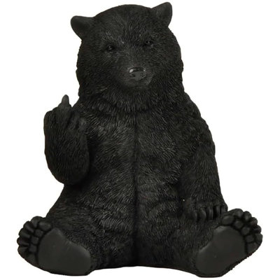 Black Bear Raising Middle Finger Figurine Funny Hilarious Decor - Cabin Themed Decor, Funny Bear Gifts