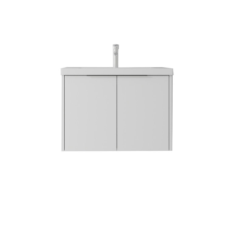 Meuble-lavabo flottant avec lavabo, porte à fermeture en douceur, lavabo en céramique, contreplaqué, White, 30"