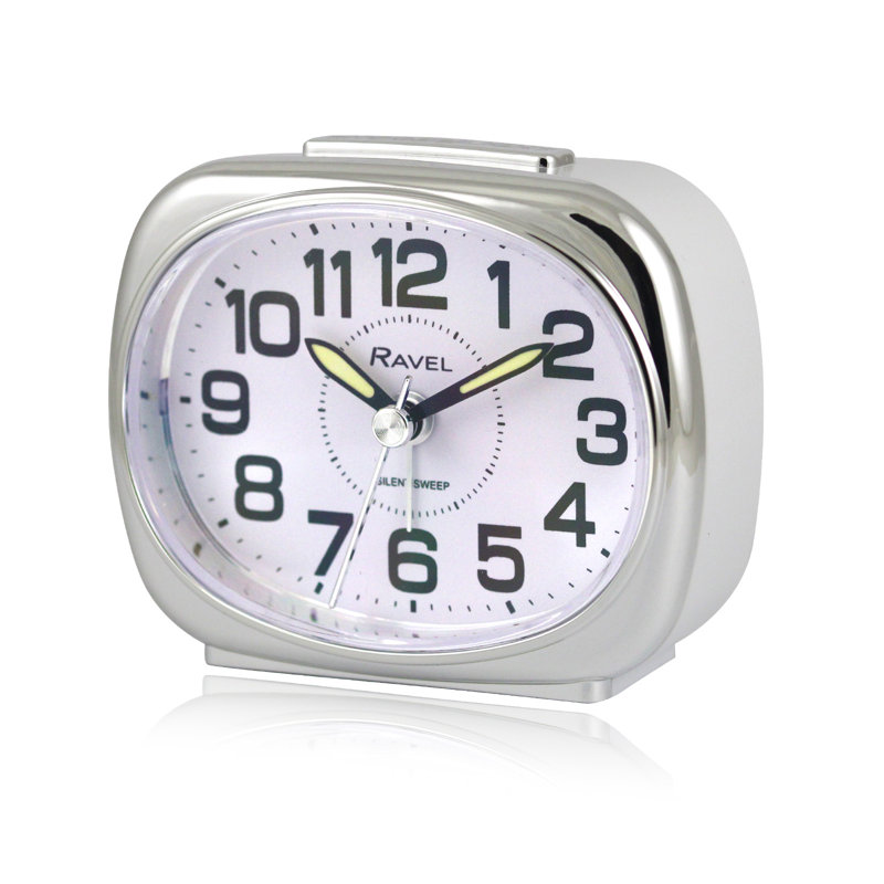 Analogue Quartz Movement / Crystal Alarm Tabletop Clock, White/Clear