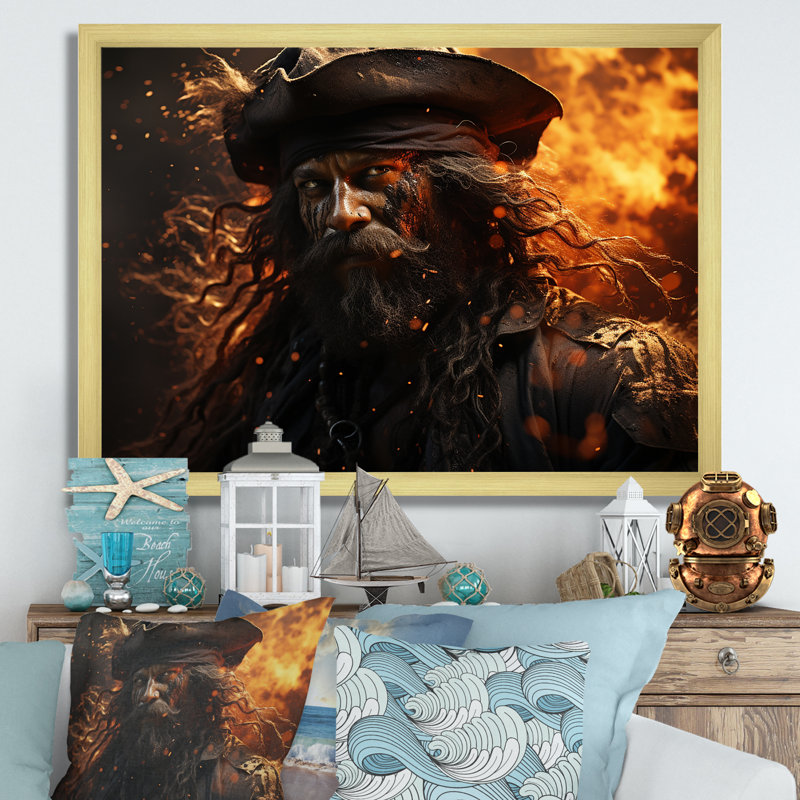 «Pirates Fired Vengeance», impressions sur toile, H 24 po x l 32 po x P 1 po, Cadre photo doré simple