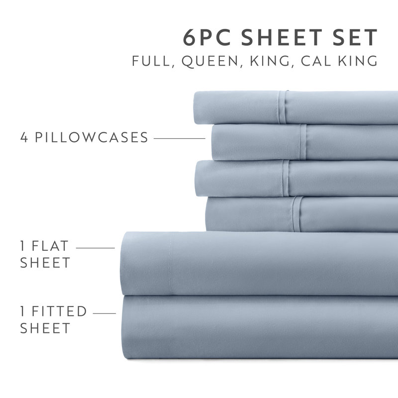 Sheet Set Solid Microfiber Ultra Soft Bedding, TwinXL Sheet Set with 2 Pillowcases, Light Blue