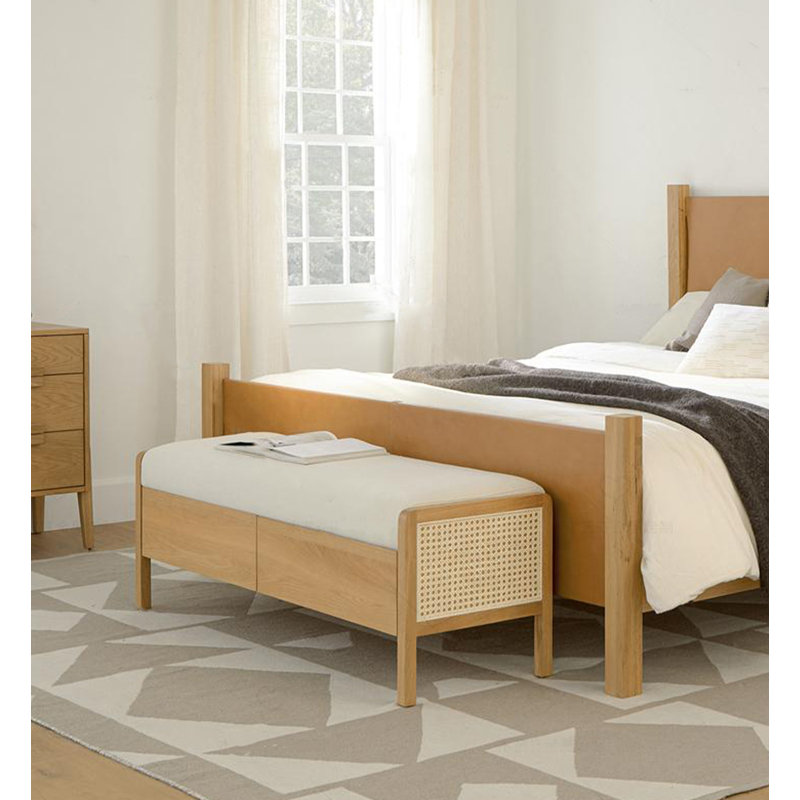 Repose-pieds avec rangement en rotin scandinave