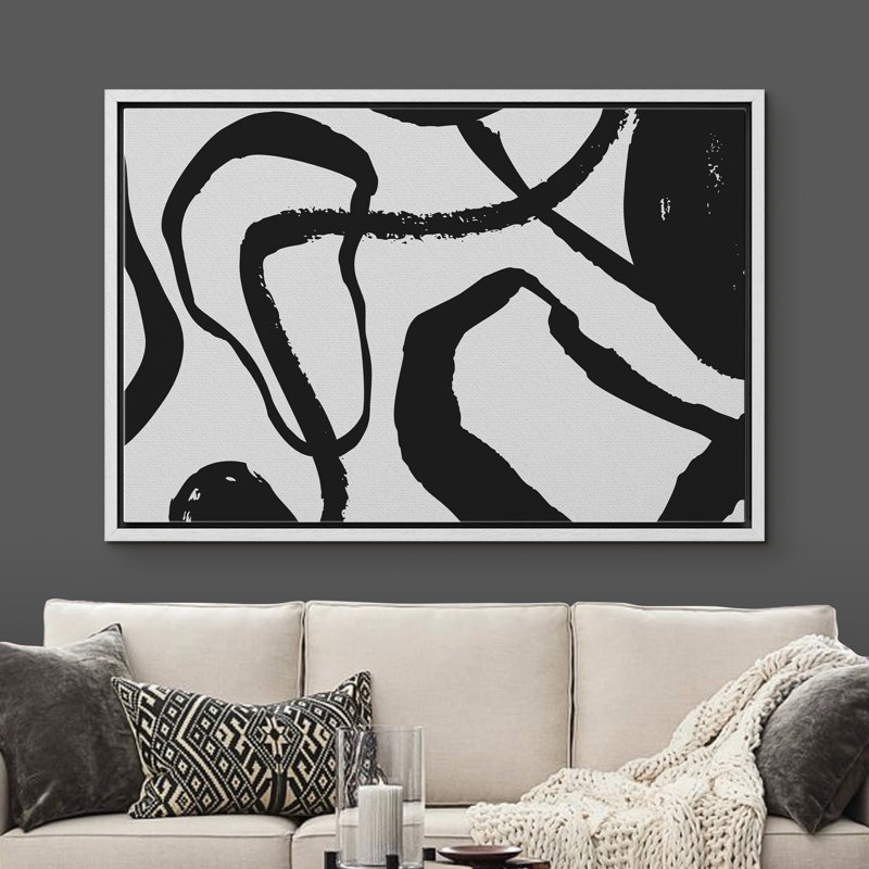 "Ir irrégulière, cercles et lignes entrelacées - cadre flottant", impression sur toile, Cadre blanc