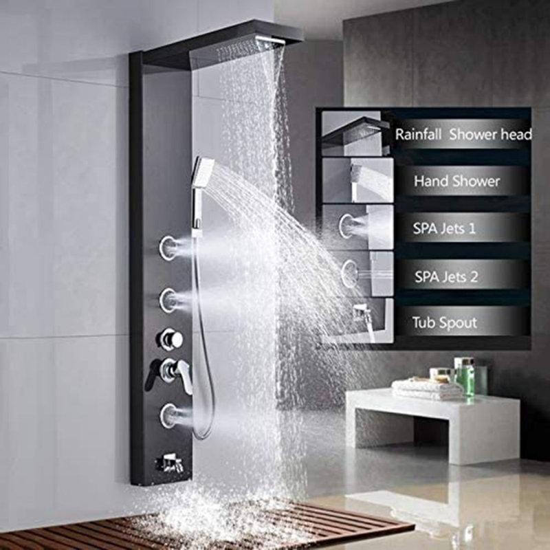 Système de douche complet, Noir mat