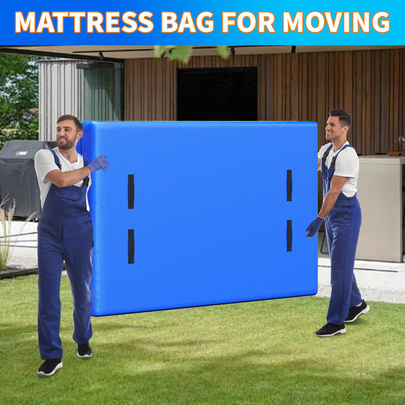 Queen Mattress Bags For Moving And Storage, Reusable Heavy Duty Tarp Waterproof Queen Size Bed Mattress Cover, Zippered Mattress Protector With 8 Strong Handles, 82’’ Lx 63’’ W X 15’’ D
