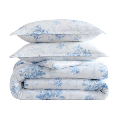 Ensemble de housse de couette réversible en coton bleu Laura Laura