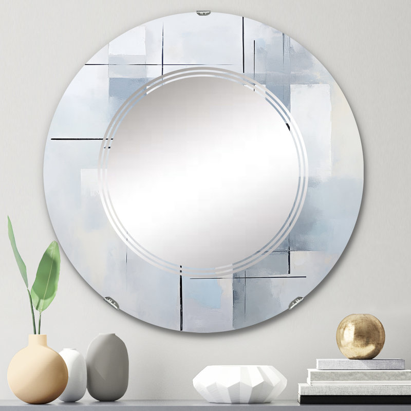 Crumlin - Miroir mural rond moderne, 24 po x 24 po