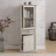Grande armoire de rangement moderne avec porte en verre, buffet autoportant polyvalent avec tiroir et tablettes-505136324